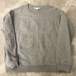 Burberry Embossed Logo Gray Crewneck Sweater